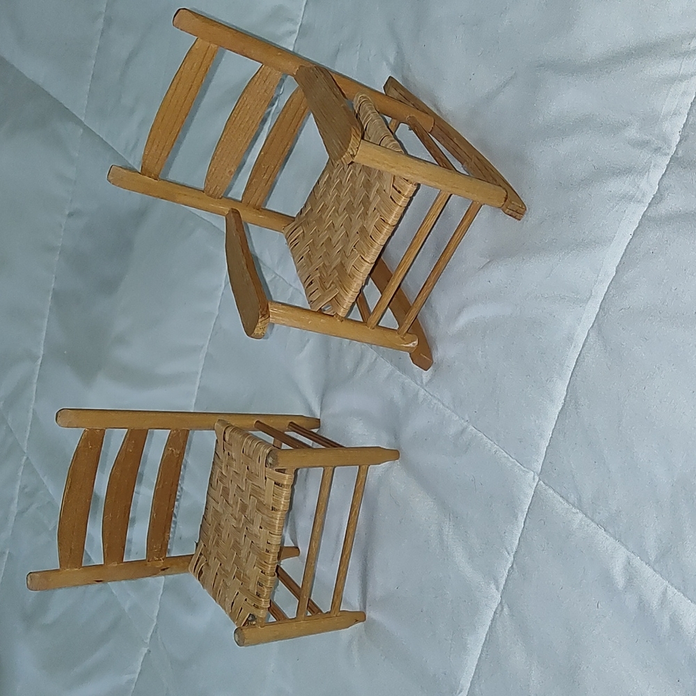 Vintage handcrafted miniature Ozark chairs